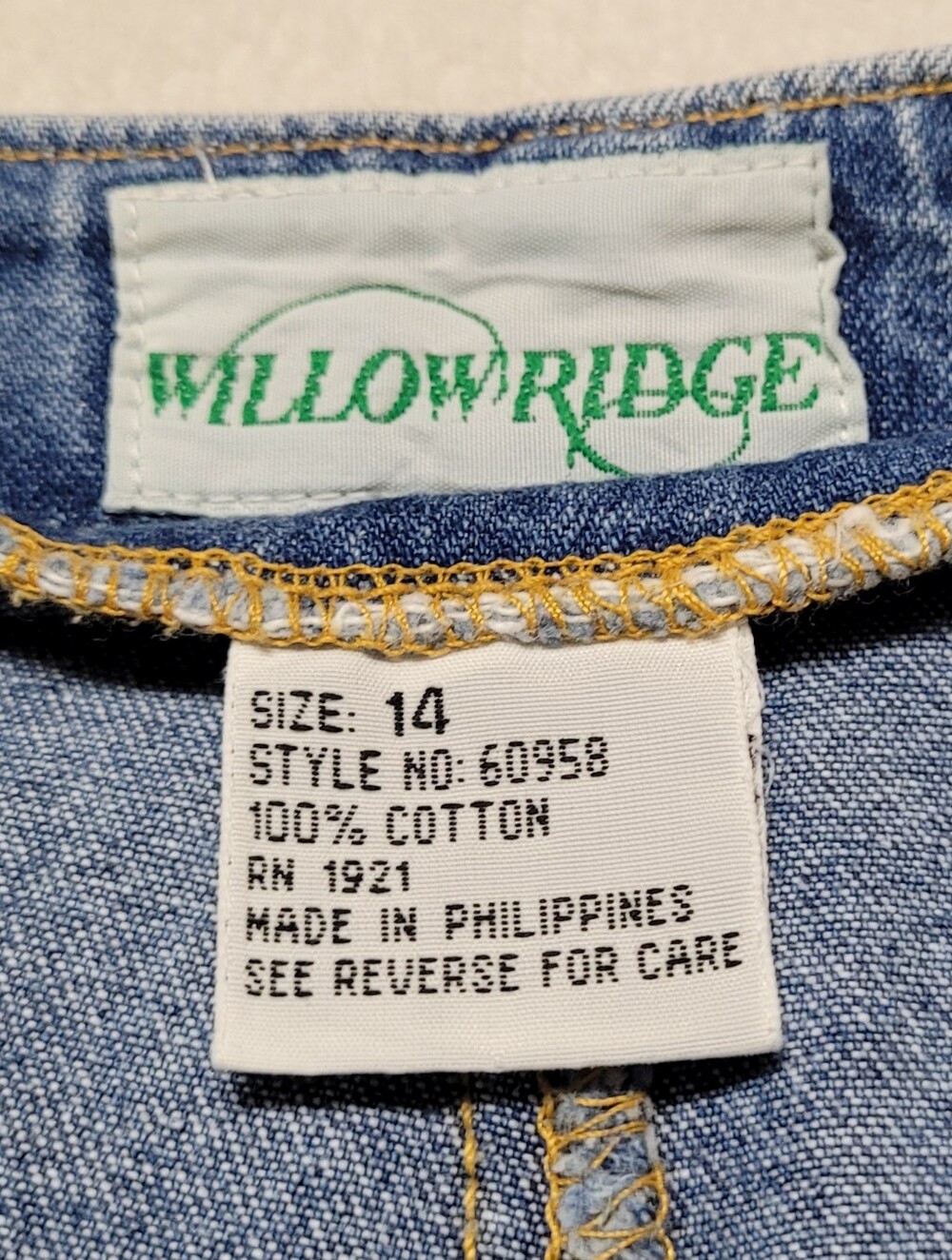 Willow Ridge Vintage 90s Mid-Wash Stone Wash High Waisted Denim Short Wrap Short - Picture 11 of 11